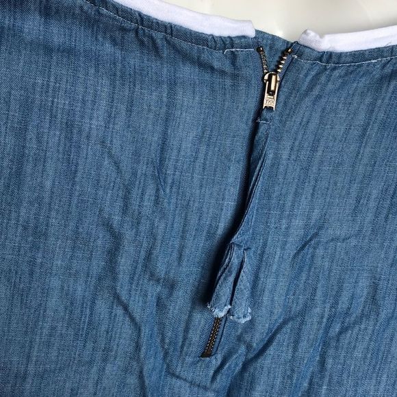 Crown & Ivy white blue 3/4 sleeve top size XL - Picture 7 of 8